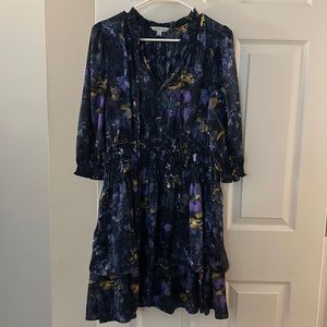 Ophelia Roe silky/satin dress with optional tie, elastic waist. Size large.